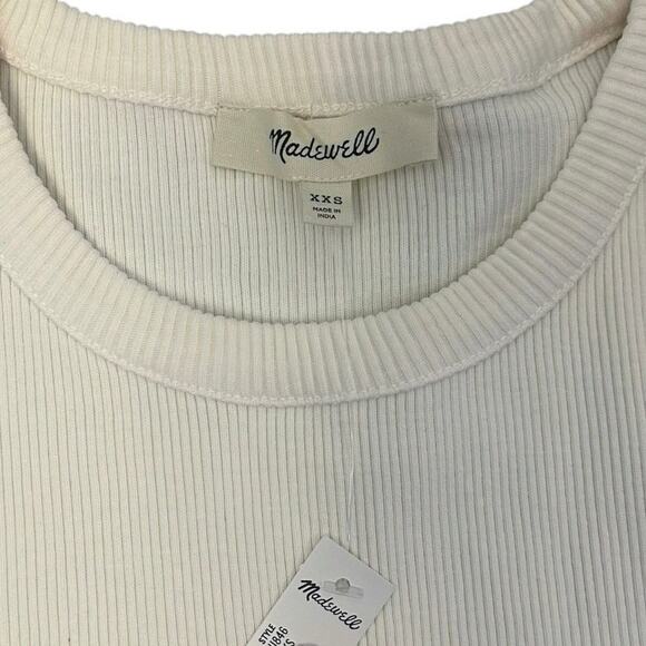 NWT Madewell Garment-Dyed Ribbed Crewneck Pocket Tee Vintage Ivory Size XXS - Picture 7 of 9